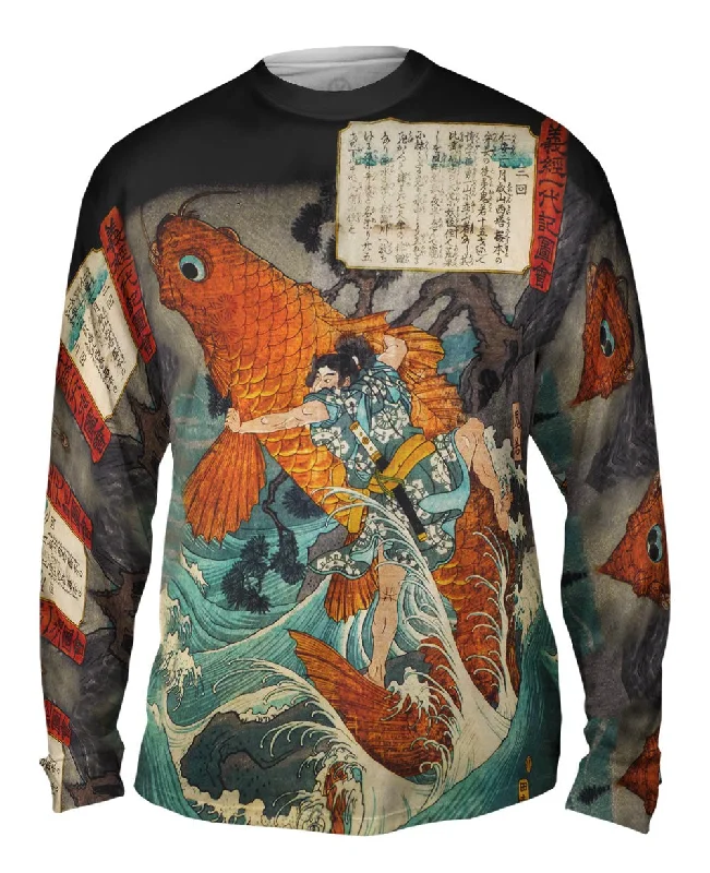 Long-Sleeve-Mock-Neck-Japan - Utagawa Hiroshige - "Giant Red Carp"