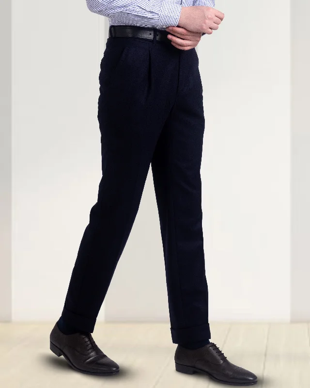 Pants-Sportswear-Pleated Vitale Barberis Canonico Dark Navy Flannel Pant