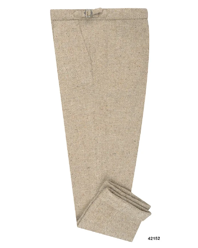 Pants-Retro-Molloy Herringbone Donegal Tweed Pants - Light Tan