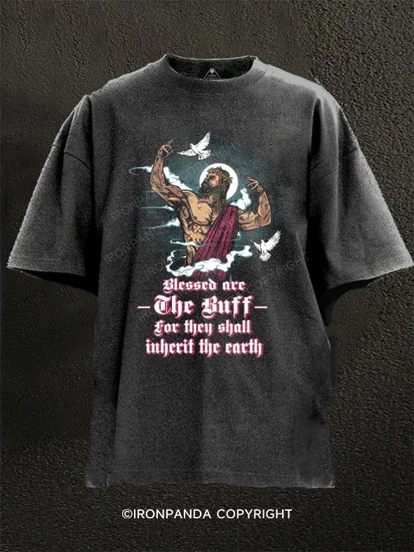 T-Shirt-Purple-Blessed are the buff Washed Gym Shirt