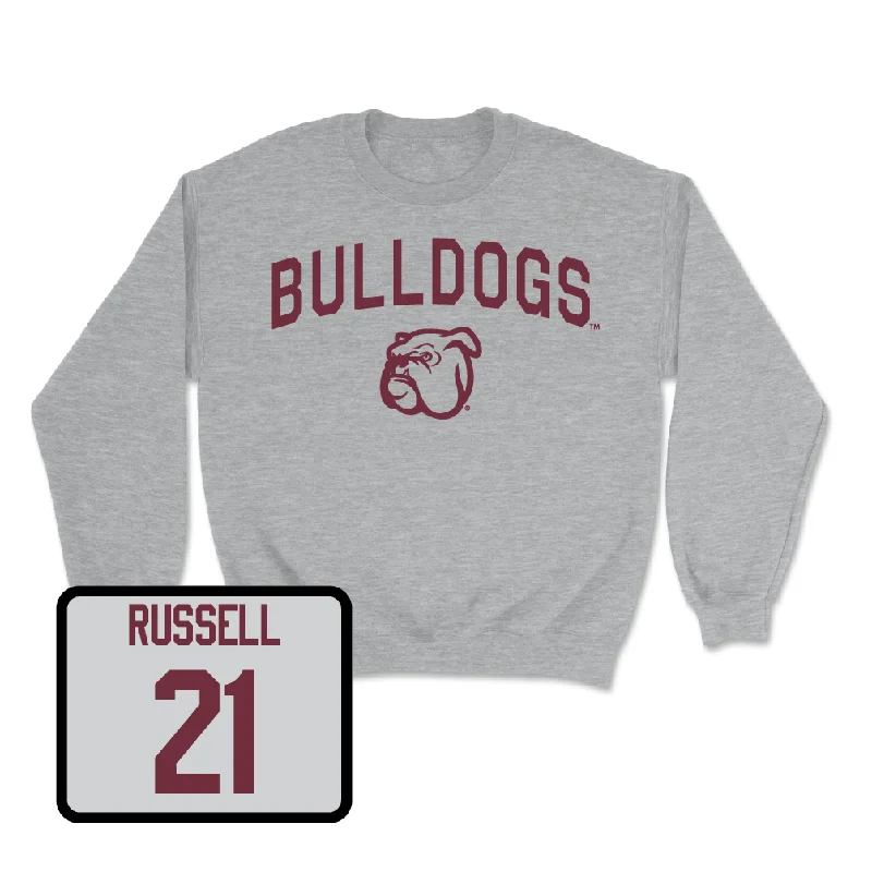 Long-Sleeve-Urban-Style-Sport Grey Men's Basketball Bulldogs Crew  - MJ Russell