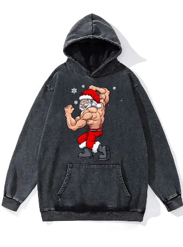 Hoodie-Regular-Fit-bobybuilder santa claus Washed Gym Hoodie