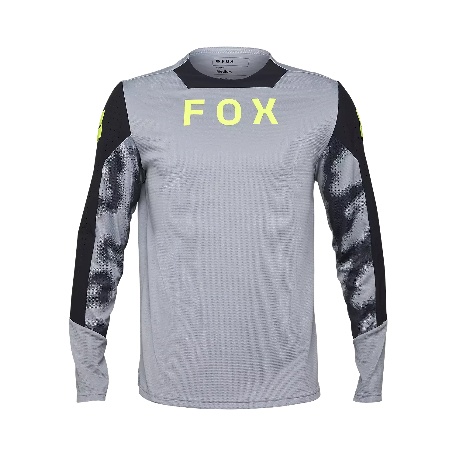 Long-Sleeve-Retro-Fox Racing Defend Long Sleeve MTB Jersey - Taunt - Steel Gray