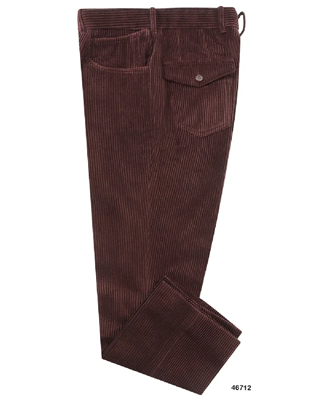 Pants-Solid-Color-Modrone 6-Wale Brown Corduroy