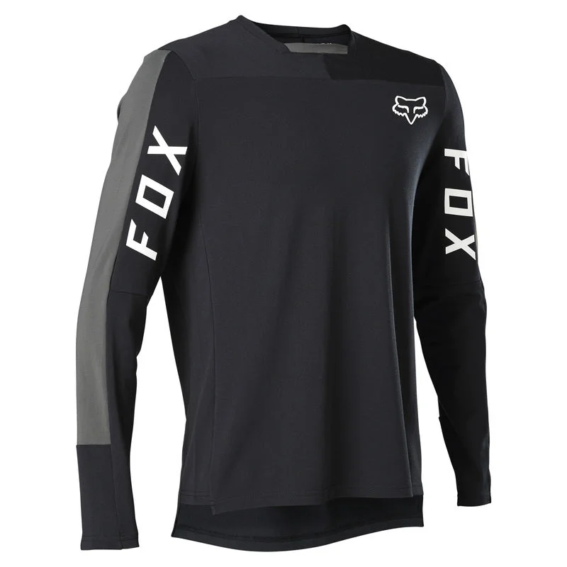 Long-Sleeve-Checked-Fox Racing Defend Pro Long Sleeve MTB Jersey - Black - 2023