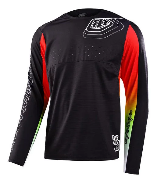 Long-Sleeve-Polka-Dot-Troy Lee Designs Sprint Long Sleeve MTB Jersey - Richter - Black - 2023