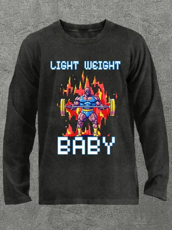 Long-Sleeve-Washable-light weight baby Washed Gym Long Sleeve Shirt