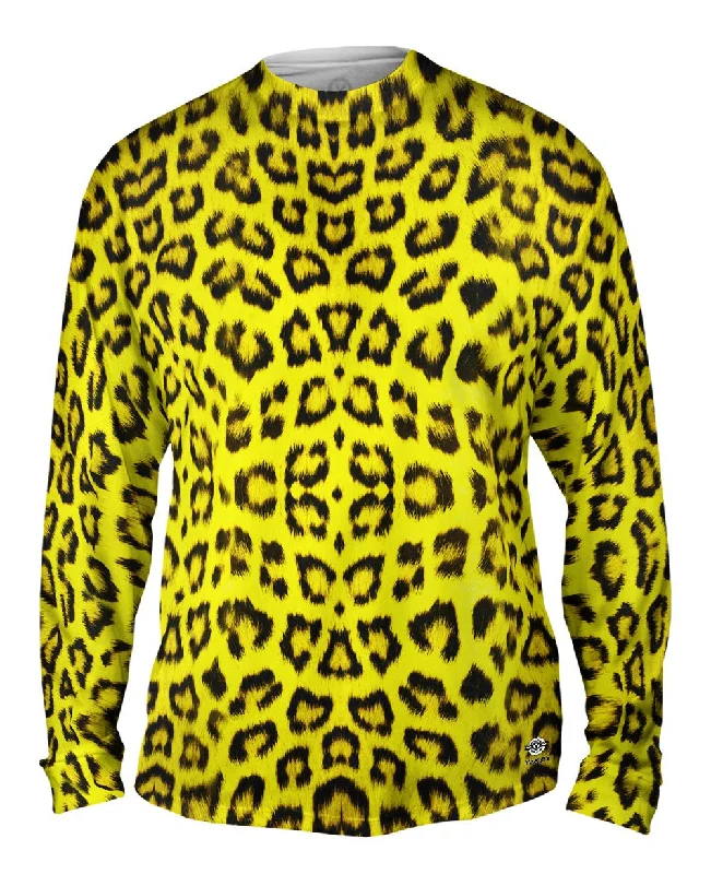 Long-Sleeve-Sustainable-Neon Yellow Leopard Animal Skin