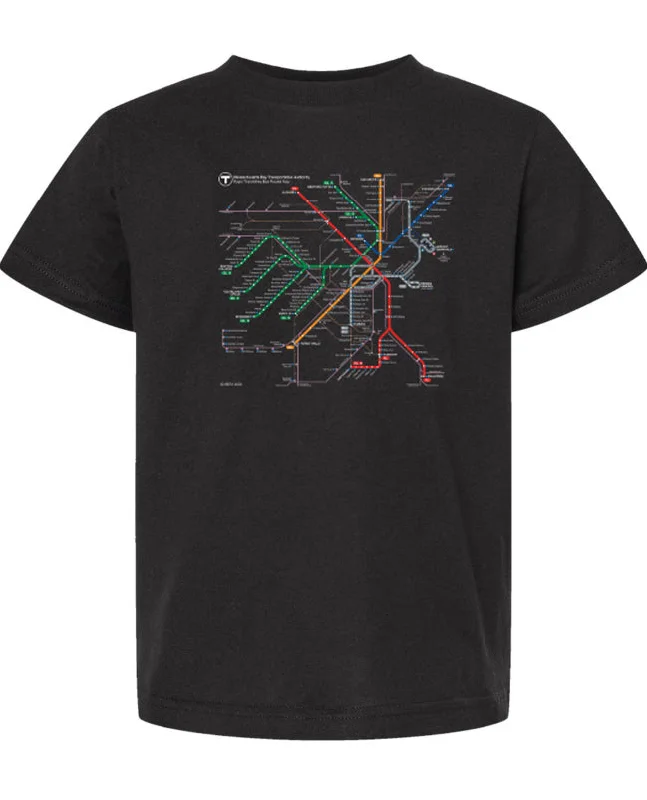 T-Shirt-Plain-Boston MBTA Map on Black T-Shirt (TODDLER/YOUTH)