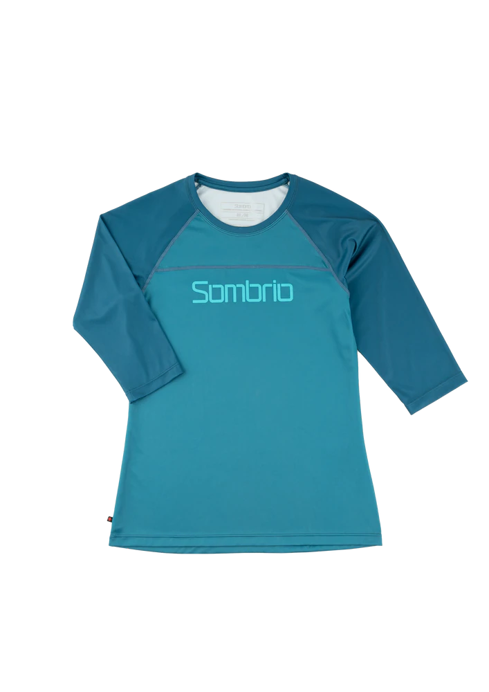 Long-Sleeve-Hemp-Sombrio Noble 2 3/4 Sleeve MTB Jersey - Womens - Sombrio-Boreal Blue-Midnight Blue