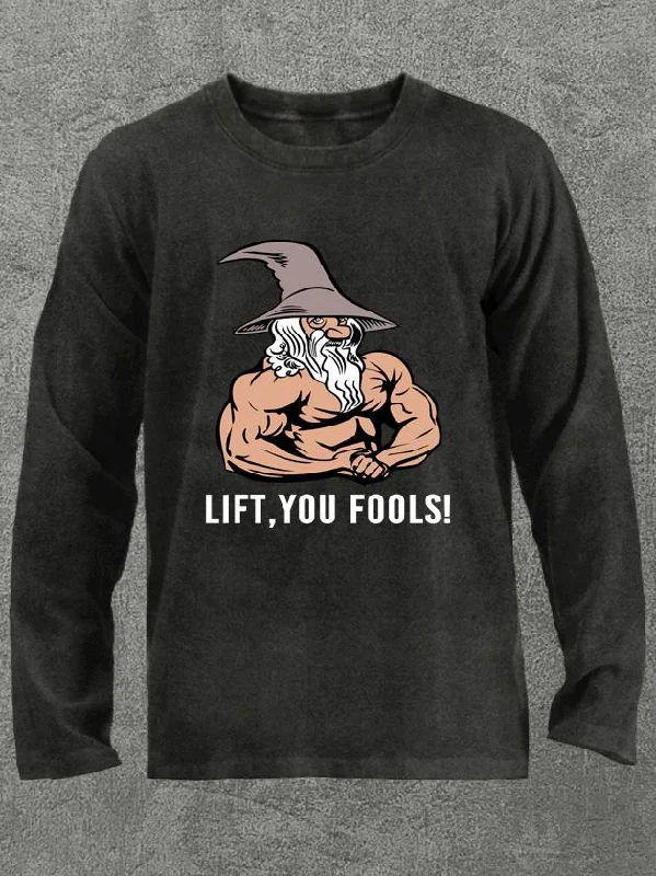 Long-Sleeve-Stretch-lift you fools Washed Gym Long Sleeve Shirt