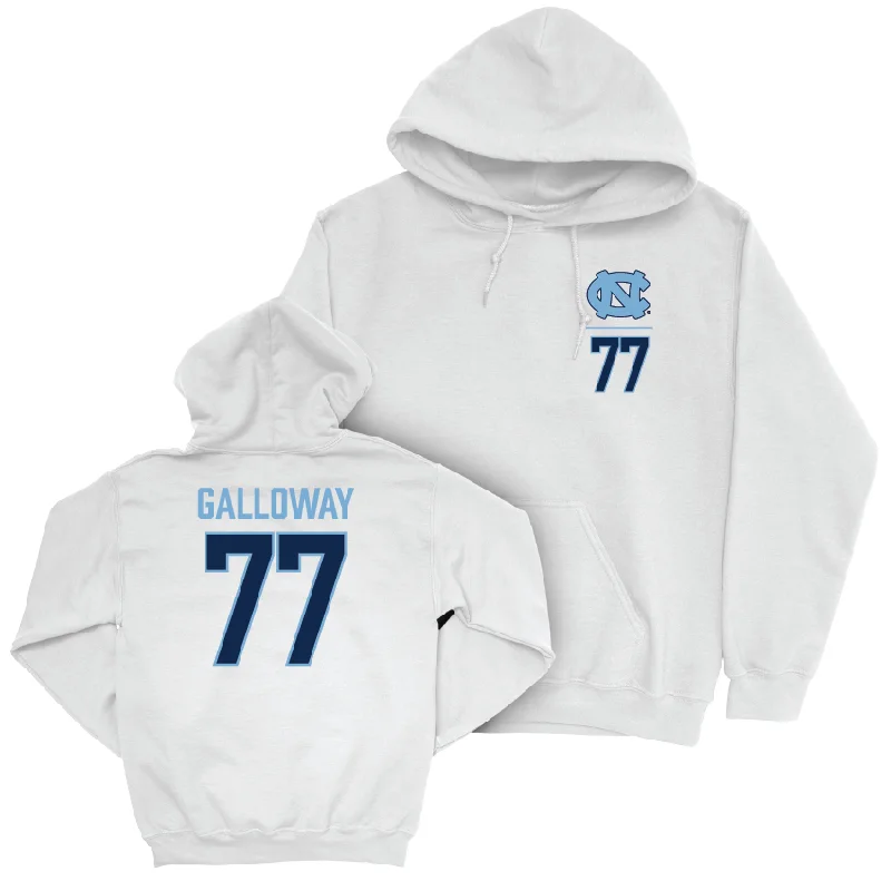 Hoodie-Casual-UNC Football White Logo Hoodie  - Hayes Galloway