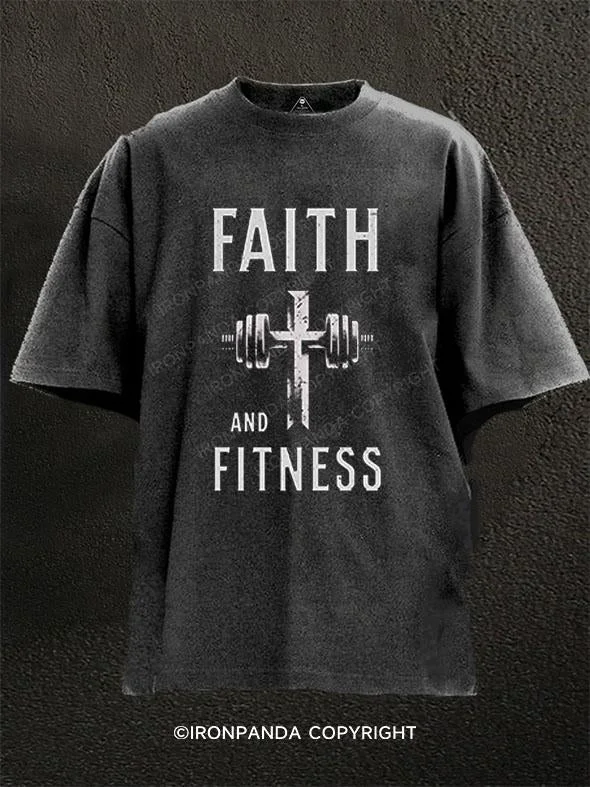 T-Shirt-College-FAITH AND FITNESS Washed Gym Shirt