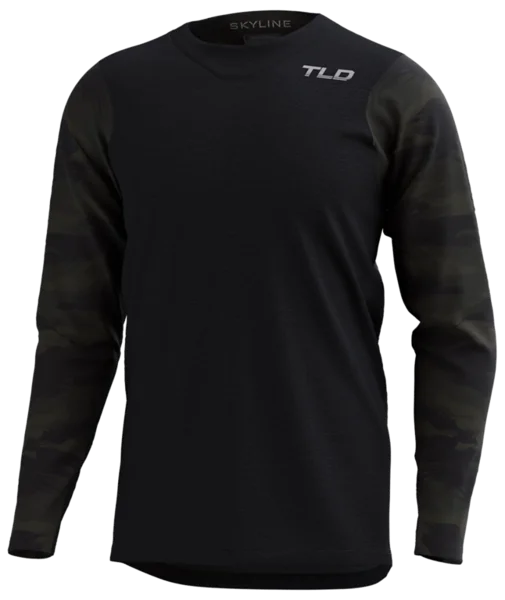 Long-Sleeve-Cozy-Troy Lee Designs Skyline Chill Long Sleeve MTB Jersey - Hideout Black - 2023