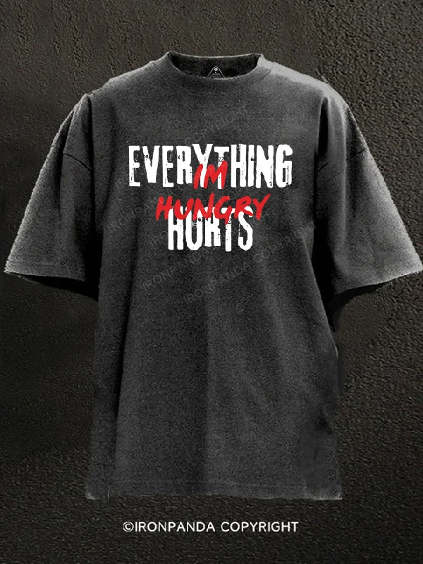 T-Shirt-Durable-everything im hungry hurts Washed Gym Shirt