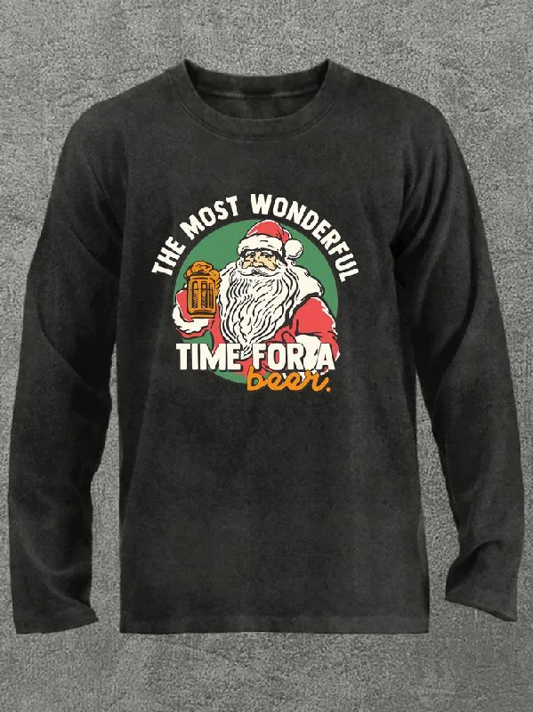 Long-Sleeve-Cozy-the most wonderful time for a beer Washed Gym Long Sleeve Shirt