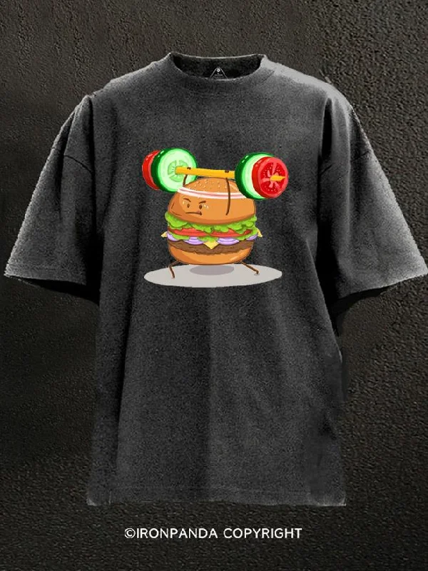 T-Shirt-White-Russel the Muscle Burger Washed Gym Shirt