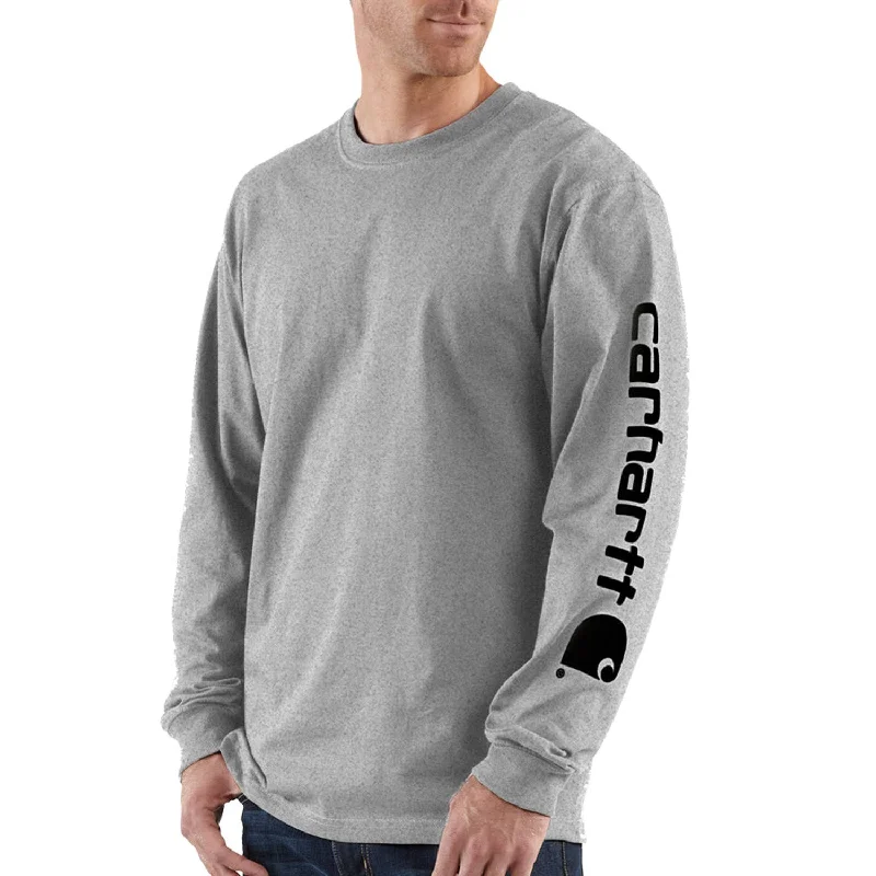 Long-Sleeve-Boho-Carhartt Men's Signature Logo Long Sleeve T-Shirt_Heather Grey