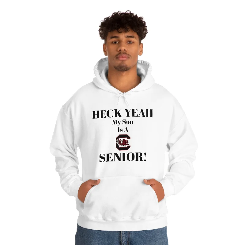 Hoodie-Yellow-Heck Yeah My Son is A South Carolina Gamecocks Senior Unisex Heavy Blend™ Hooded Sweatshirt