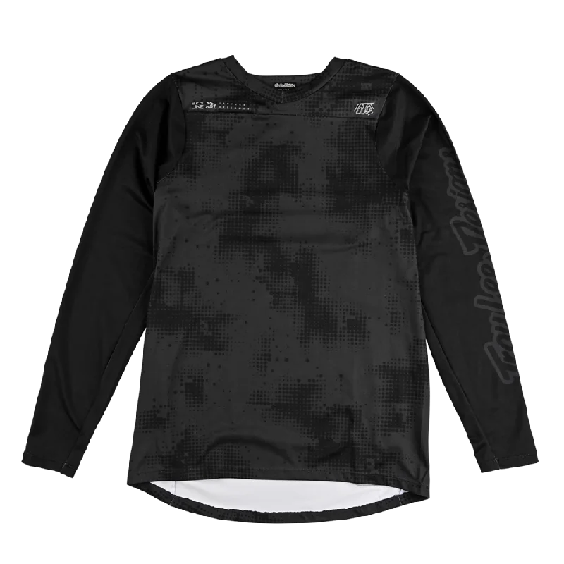 Long-Sleeve-V-Neck-Troy Lee Designs Skyline Chill Long Sleeve MTB Jersey - Scattered - Carbon