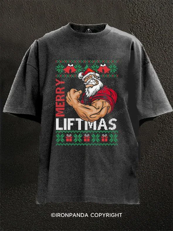 T-Shirt-Thermal-Merry Liftmas Washed Gym Shirt