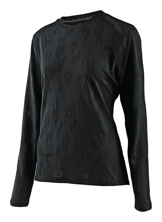 Long-Sleeve-Heavyweight-Troy Lee Designs Lilium Long Sleeve MTB Jersey - Womens - Jacquard - Black